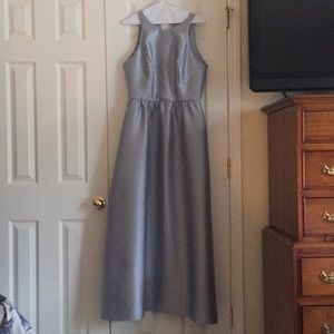 Alfred Sung D707 platinum bridesmaid dress